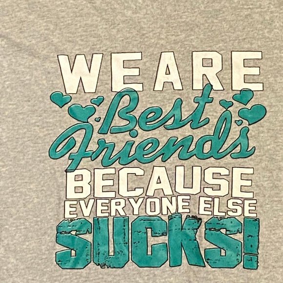 We Are Best Friends Because Everyone Else Sucks! Humor Gray Size 2XL T-Shirt - Picture 4 of 5